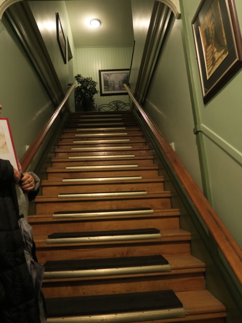 steep stairs lead up to our rooms at the Baldachin Inn