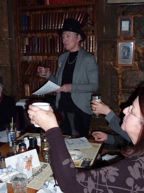 Sylvia gives a toast to 