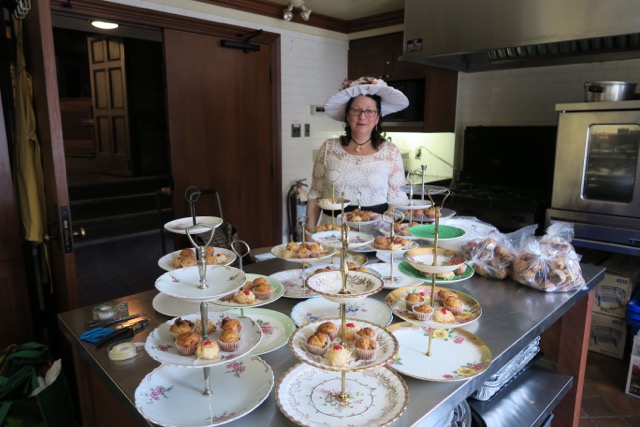 Preparing our Victorian Tea three tier platters